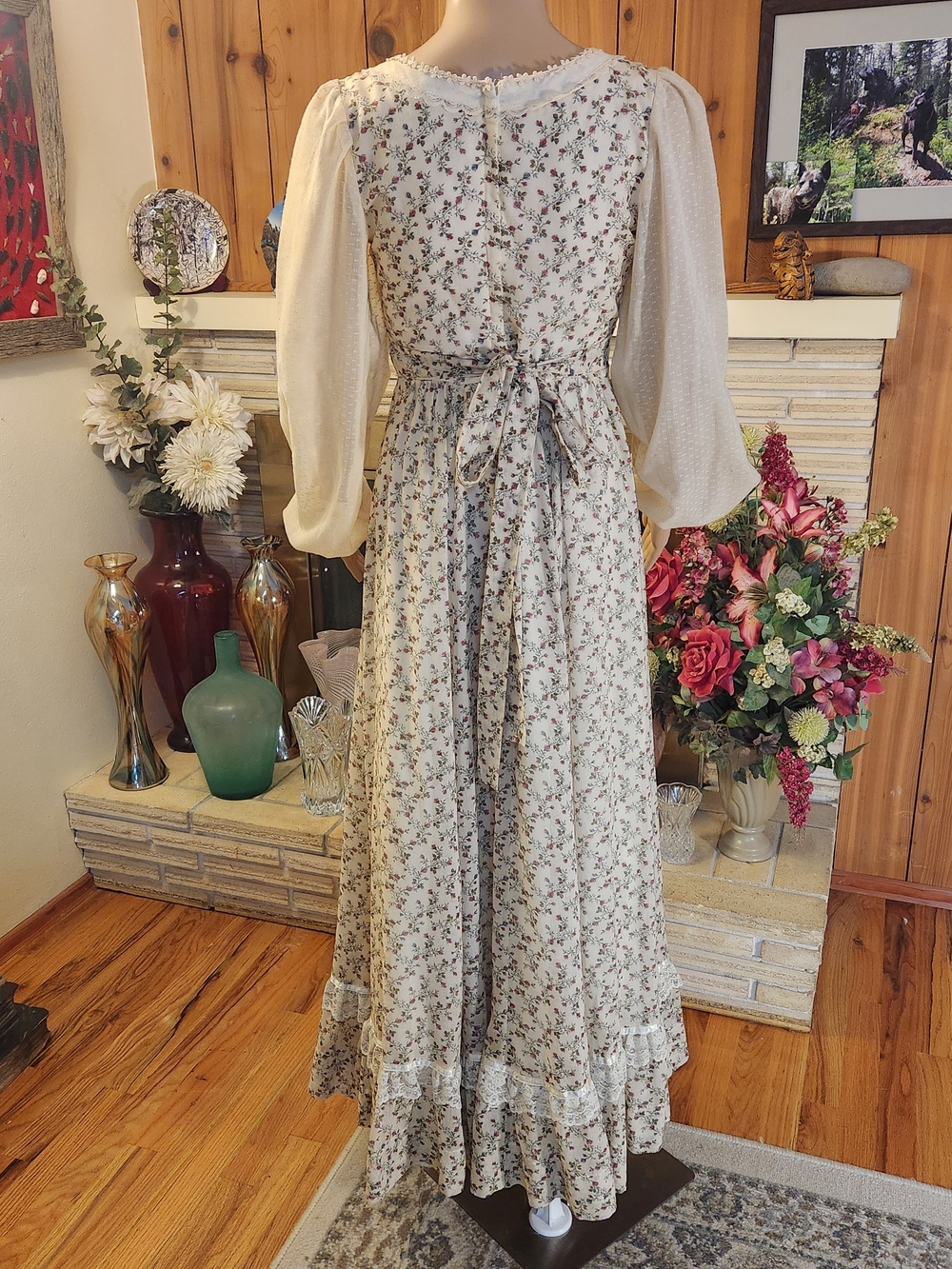 Vintage 1970s Gunne Sax Floral Corset Maxi Dress - Picture 4 of 13